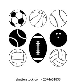 Sport balls Soccer ball Baseball Volleyball  Bowling  Tennis ball  American Football  Water polo ball Basketball	