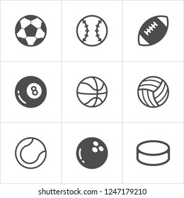 Sport balls trendy flat icons. Vector illustration