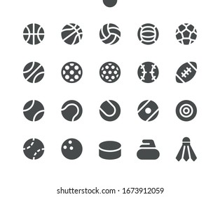 Sport Balls UI Pixel Perfect Well-crafted Vector Solid Icons 48x48 Ready for 24x24 Grid for Web Graphics and Apps. Simple Minimal Pictogram