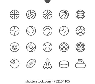 Sport Balls UI Pixel Perfect Well-crafted Vector Thin Line Icons 48x48 Ready for 24x24 Grid for Web Graphics and Apps with Editable Stroke. Simple Minimal Pictogram Part 1-1