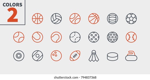 Sport Balls UI Pixel Perfect Well-crafted Vector Thin Line Icons 48x48 Ready for 24x24 Grid for Web Graphics and Apps with Editable Stroke. Simple Minimal Pictogram Part 1-1