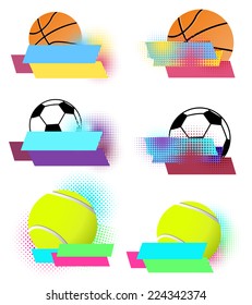 Sport balls vector banners set
