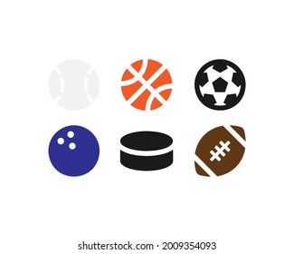 Sport balls vector icons set. Balls of different sports, soccer football basketball volleyball tennis symbols isolated Vector EPS 10