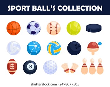 Juego de Ilustración vectorial de bolas deportivas