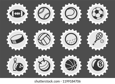 sport balls web icons stylized postage stamp for user interface design