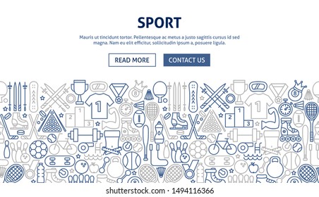 Sport Banner Design. Vector Illustration of Outline Template.