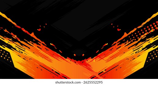 Sport Banner or Poster Design with Orange Gradient Brush Strokes and Halftone Effec