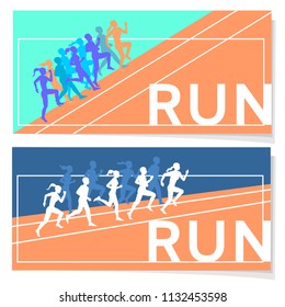 Sport banner. Runners. Vector.