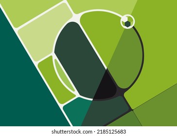 Sport banner with soccer field. Placard design in abstract style.