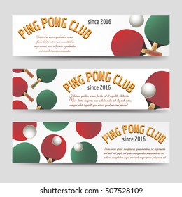 Sport banners set vector illustration. Horizontal ping pong banners