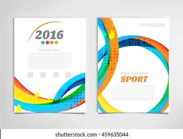 Sport banners template strips of rings and waves vector design.