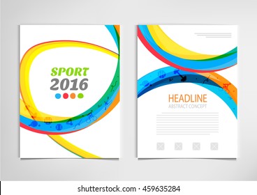 Sport banners template strips of rings and waves vector design.