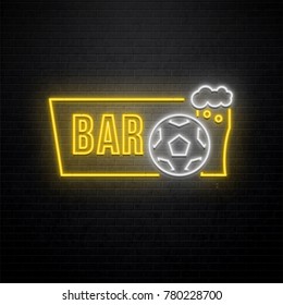 Sport Bar Neon Sign Isolated On Brick Wall