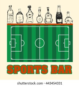 Sport bar vintage poster, vector illustrator.