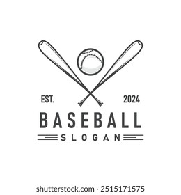 sport of baseball with simple concept baseball logo silhouette design of stick and ball