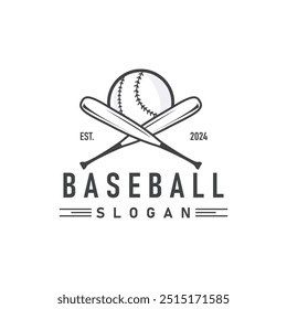 sport of baseball with simple concept baseball logo silhouette design of stick and ball