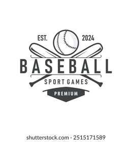 sport of baseball with simple concept baseball logo silhouette design of stick and ball