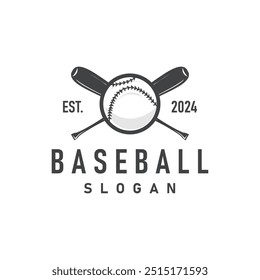 sport of baseball with simple concept baseball logo silhouette design of stick and ball