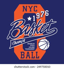 Sport basket ball  typography, t-shirt graphics, vectors