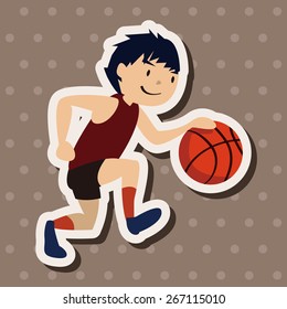 sport basketball athlete flat icon elements background,eps10