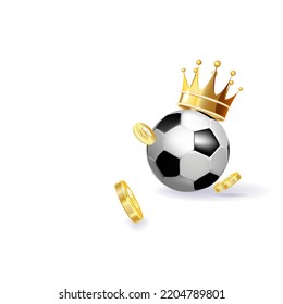 Sport bet soccer ball crown game illustration. Vector soccer sport bet football winner background