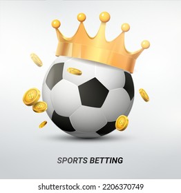 Sport bet soccer ball crown game illustration. Vector soccer sport bet football winner background