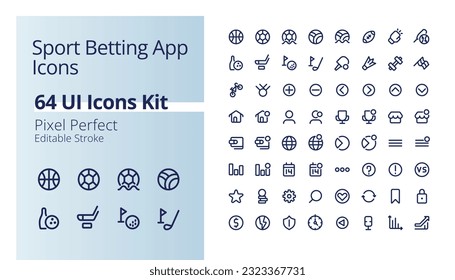 Sportwetten-App Pixel perfekte lineare i Icons Kit. Online-Buchmacher-Service. Seiten und Seiten zum Glücksspiel. Umrissene Elemente der Benutzeroberfläche. Bearbeitbarer Strich. Poppins Schriftart verwendet