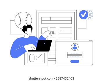 Sport betting license isolated cartoon vector illustrations. Young man getting sport betting license, entertainment business, professional people, bookmaker services vector cartoon.