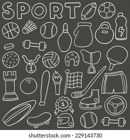 Sport bicolor icon set. Hand drawn vector illustration.
