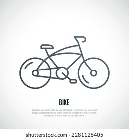 Sport bicycle icon isolated on white background. Simple bike emblem in line style. Vector design.