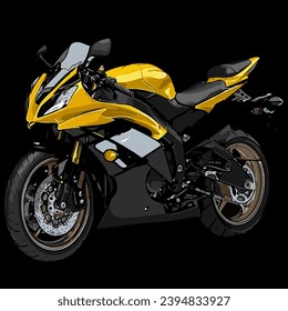 sport bike art design vector yellow white black template r6 isolated black power engine motor fast ride rider wheels motorbike background