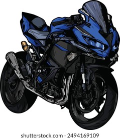 sport bike art design vector blue black template isolated white power engine motor fast ride rider wheels motorbike background