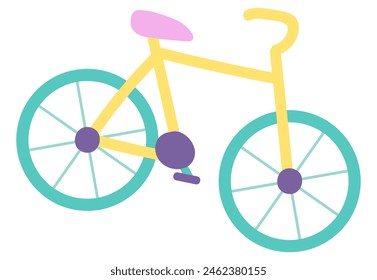 Bicicleta deportiva en diseño plano. Bicicleta para entrenamiento cardiovascular o actividad de viaje. Ilustración vectorial aislada.