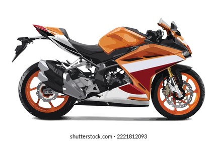 sport bike power race ride art design modern wheel red white orange livery decal vector template isolated background