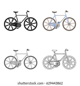 Sport bike racing on the track. Speed bike with reinforced wheels.Different Bicycle single icon in cartoon style vector symbol stock illustration.