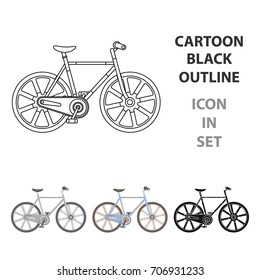 Sport bike racing on the track. Speed bike with reinforced wheels.Different Bicycle single icon in cartoon style vector symbol stock illustration.