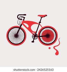 Sport bike in red and black color. Flat style bicycle. Two-wheeled vehicle. A means of transportation . Public transportation. Cycling.