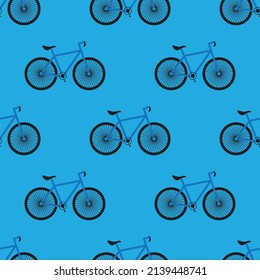 Sport bike seamless pattern on blue background. Vector illustration.