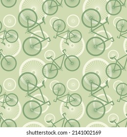 Sport bike seamless pattern on green background. Vector illustration.