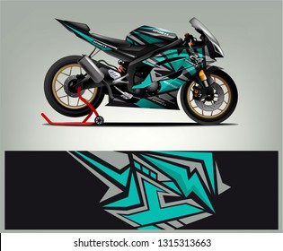 Sport bike wrap vector designs. abstract livery for vehicle vinyl branding background. Ready print strips sport bike