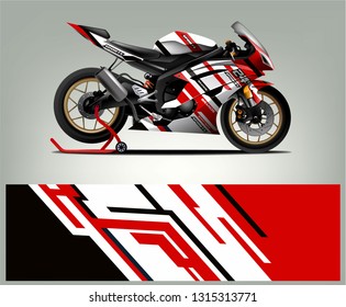 Sport bike wrap vector designs. abstract livery for vehicle vinyl branding background. Ready print strips sport bike