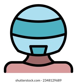 Sport biker icon outline vector. Motorbike helmet. Gear part color flat