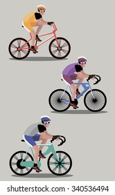 Sport bikers on bicycle vector image design set for illustration, design, posters,  signs, labels, stickers and other creative need. 