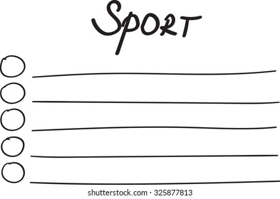 Sport blank list, fitness, sport, health concept