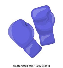 Sport blue boxing gloves cartoon vector. Boxing, sport vector illustration of recreation