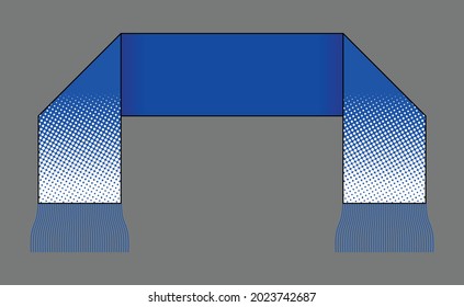 Sport Blue Soccer Fans Scarf with White Dots Line Pattern Printing Design Vector