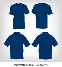 Sport blue t-shirt and polo shirt isolated set vector