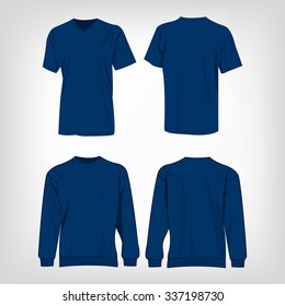 Sport blue t-shirt and sweater isolated set vector
