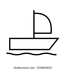 Sport boat icon line isolated on white background. Black flat thin icon on modern outline style. Linear symbol and editable stroke. Simple and pixel perfect stroke vector illustration