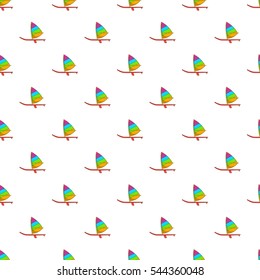 Sport boat with sail pattern. Cartoon illustration of sport boat with sail vector pattern for web